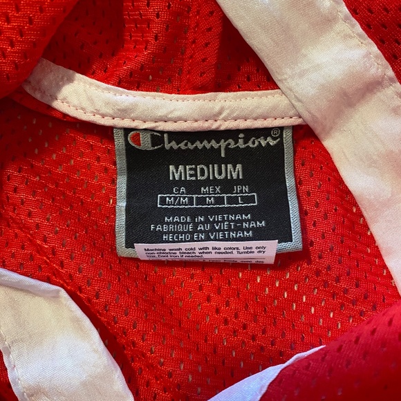 Champion Women's Red Mesh Cropped Hoodie Size M - Picture 6 of 9